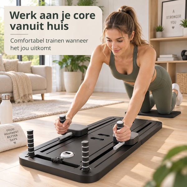 Pilates - Multifunctioneel Fitness Board – Opvouwbaar Trainingsapparaat voor Thuis – Full Body Workout – Buikspiertrainer met Weerstandsbanden – Core, Armen & Benen – Fitnessapparaat Home Gym