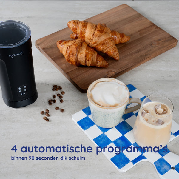 Safecourt kitchen Elektrische Melkopschuimer - 4-in-1 - Warm & Koud Schuim - BPA-vrij - Anti-aanbaklaag - Stil
