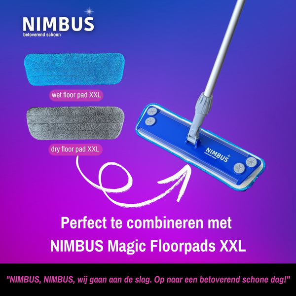 NIMBUS Vloerwisser XXL - Telescoopsteel - Geschikt voor Swiffer XXL en Leifheit vloerdoekjes - 40cm breed