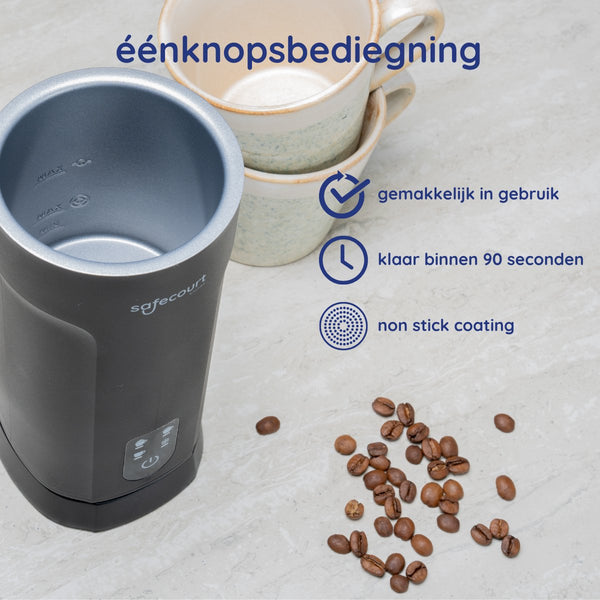 Safecourt kitchen Elektrische Melkopschuimer - 4-in-1 - Warm & Koud Schuim - BPA-vrij - Anti-aanbaklaag - Stil