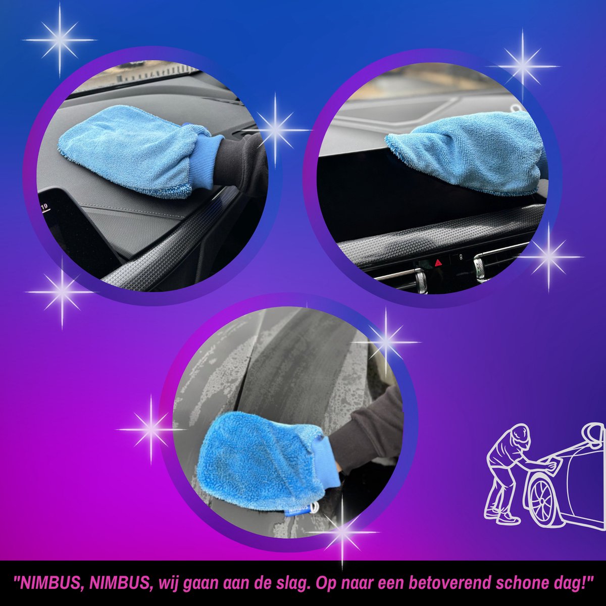NIMBUS Magic Schoonmaakhandschoen - Scrubhandschoen en Droogdoek Badkamer, Auto en Ramen