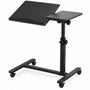 Laptoptafel Verrijdbaar – In Hoogte Verstelbare Laptopstandaard – Kantelbaar Werkblad met Zijtafel – Mobiele Bedtafel op Wielen – 57 cm – Zwart