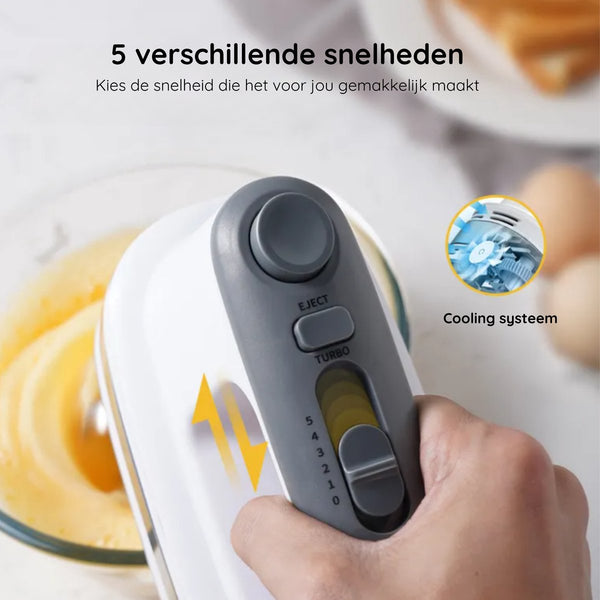 Safecourt Kitchen Handmixer - Veelzijdige 5-Snelheden Handmixer - Opberghouder - Krachtig & Compact