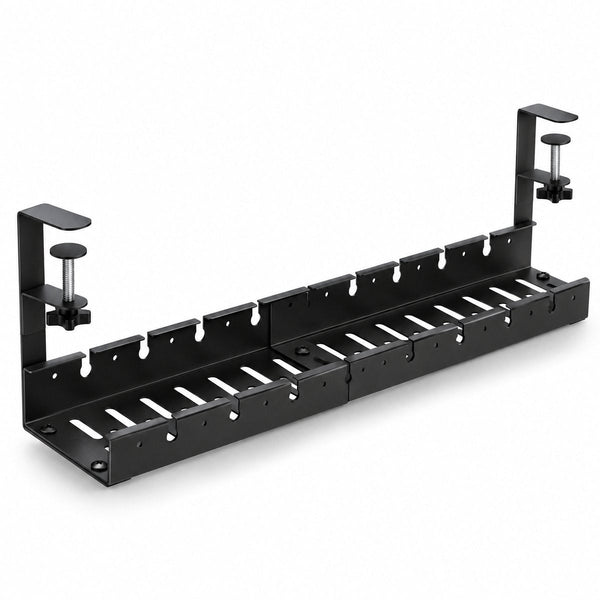 Kabelgoot Bureau – Verstelbare Kabelmanagement Tray 40-78 cm – Kabelbak Onder Bureau Zonder Boren – Met Klembevestiging – Voor Stekkerdoos, Adapters & Kabels – Zwart