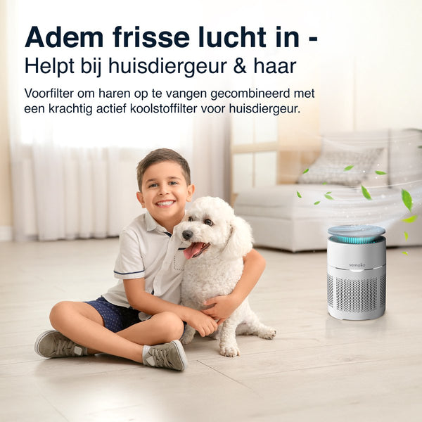 Samako - Airflow Pro - Luchtreiniger - Hepa 13 pro filter - Hooikoorts, huisdier allergieën, huisstofmijt - Luchtkwaliteitsindicator - Air purifier- Nederlandse app - Slaapstand