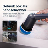 Samako Elektrische Schoonmaakborstel - Elektrische Schrobber - IPX6 waterdichte Schrobborstel met steel - 9 opzetstukken - Poetsmachine - Schrobmachine