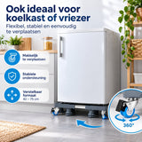 Verstelbare Wasmachine Onderzetter met Wielen – 42 tot 75 cm – Verrijdbare Wasmachine Verhoger – Met Rem, Stelpoten & Anti-Slip – Voor Wasmachine, Droger en Koelkast