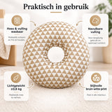 Oorkussen met Uitsparing – Donut Kussen voor Oor & Hoofd – Slaapkussen voor Zijslapers – Zachte Polyester Vulling – Wasbaar – 30 × 30 cm – Beige-Wit