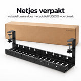 Kabelgoot Bureau – Verstelbare Kabelmanagement Tray 40-78 cm – Kabelbak Onder Bureau Zonder Boren – Met Klembevestiging – Voor Stekkerdoos, Adapters & Kabels – Zwart