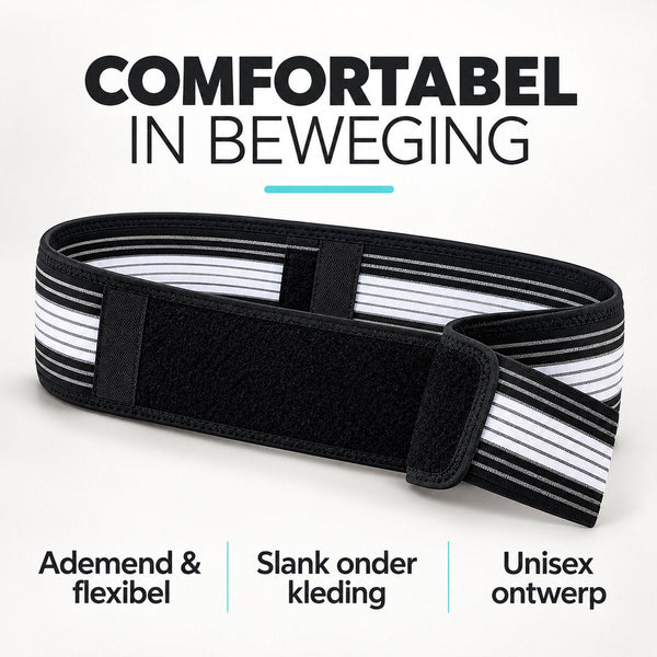 Rugband – Verstelbare Ondersteuningsband voor Onderrug – Elastische Lendenband met Klittenbandsluiting – Unisex – Tot 120 cm – Zwart