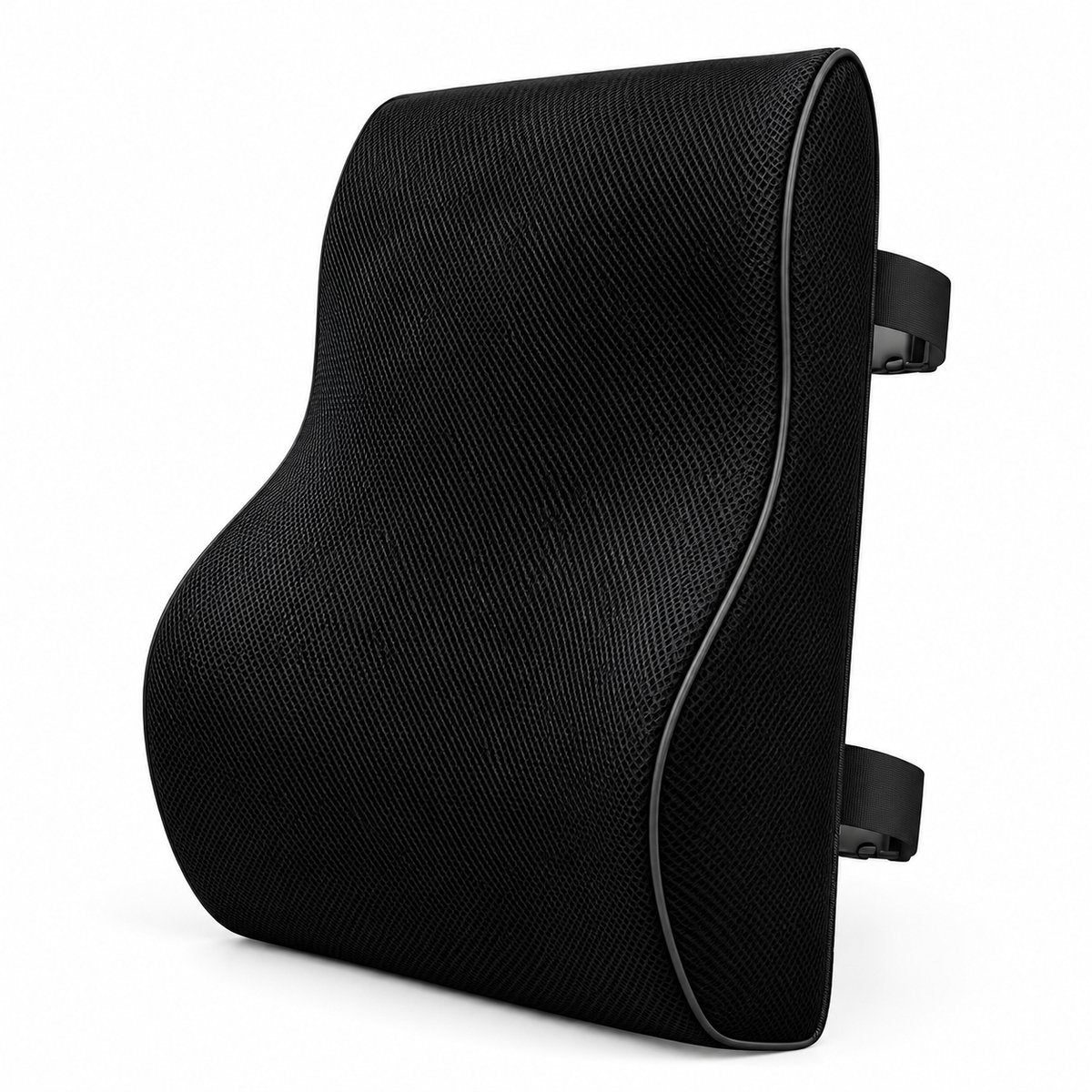 Lendensteun voor Bureaustoel & Auto – Rugkussen – Rugsteun met Memory Foam – Ademend Mesh – Verstelbare Banden – Voor Kantoor, Thuis & Autostoel – Zwart