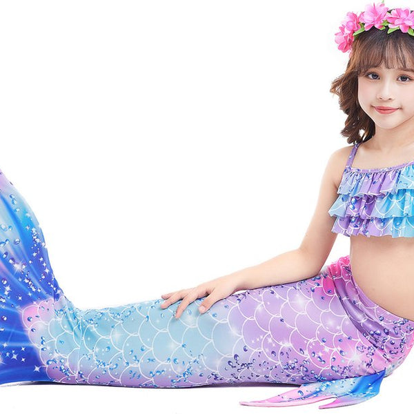 Zeemeerminstaart met bikini verkleed set Blauw en Paars