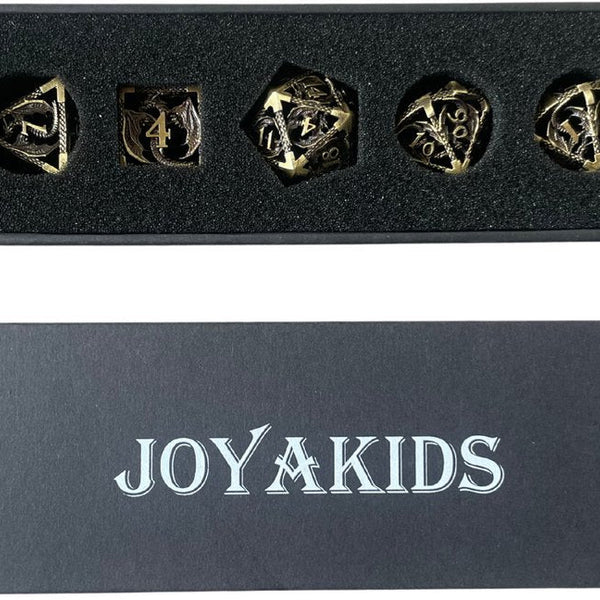 Dungeons and Dragons Dobbelsteen set Metaal Oud Goud met Draken