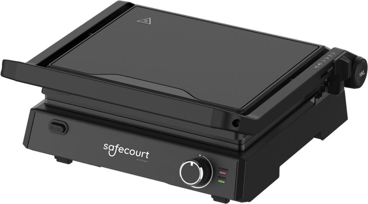 Safecourt Kitchen - Contactgrill 3-in-1 - Tosti-apparaat, Tosti-ijzer & Grillplaat - Uitneembare Platen - PFAS-Vrij - Zwart