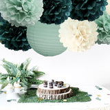 Pompom en Lampionnen Feest Versiering Groen