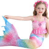 Zeemeerminstaart met bikini verkleed set Regenboog Kleuren met MONOVIN