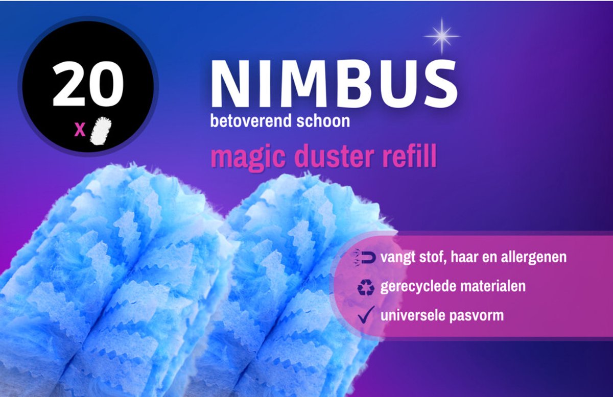 NIMBUS Magic Duster Refill - 40 Navullingen (2x20) - Geschikt voor Swiffer Handvat