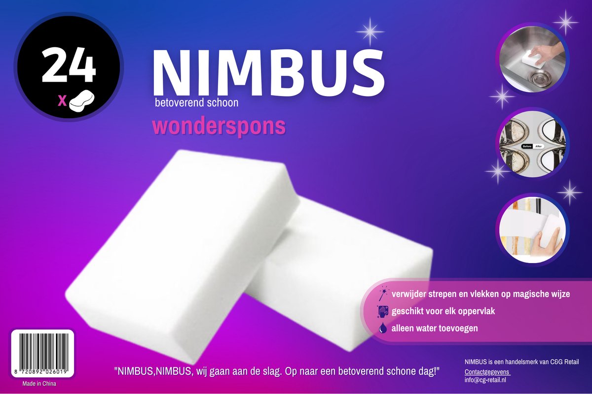 NIMBUS Wonderspons (24x) - Melamine Spons - Extra Dik