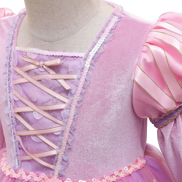 Luxe Roze Rapunzel Winter Prinsessenjurk