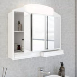 Luxe spiegelkast wit met verlichting en stopcontact 3 deuren 2 laden Alibert