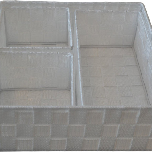 Opbergmand Gevlochten - 4 Stuks - Wit - Textiel - Lade Organizer - Lade Verdeler - Opbergmandjes - Complete set - Opbergbox - Gevlochten Opbergmandjes voor in de Badkamer