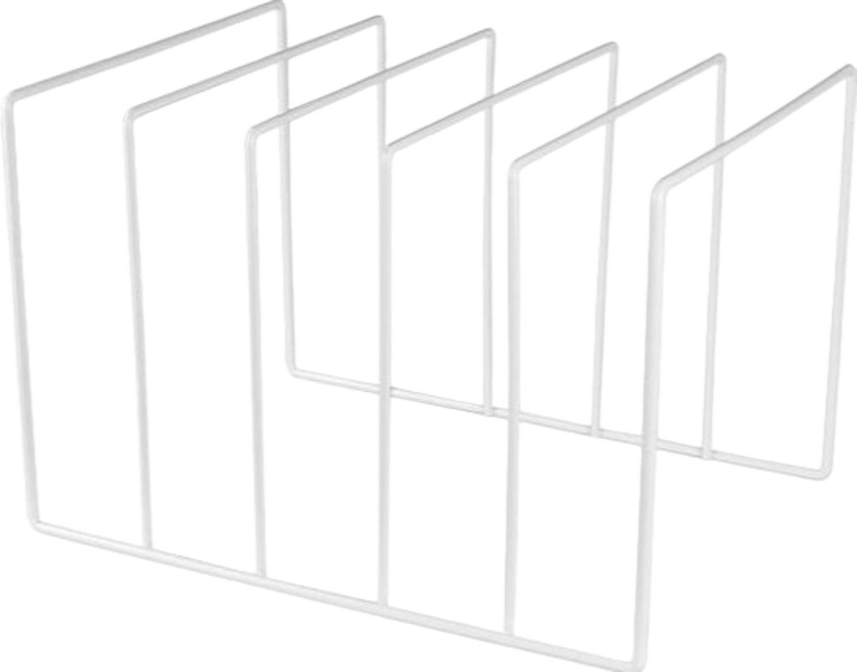 LP Opbergsysteem - Wit - Elpee Opbergrek - Platenrek van Metaal - Opbergrek LP - Vinyl OpbergSysteem - 50 tot 60 Platen - Bordenstandaard