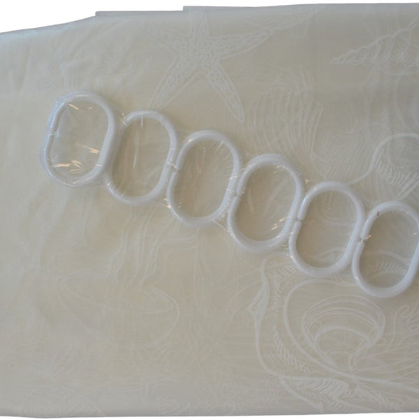 Douchegordijn - Model Strand - 200 cm x 180 cm - Inclusief ringen - Polyester - Badgordijn