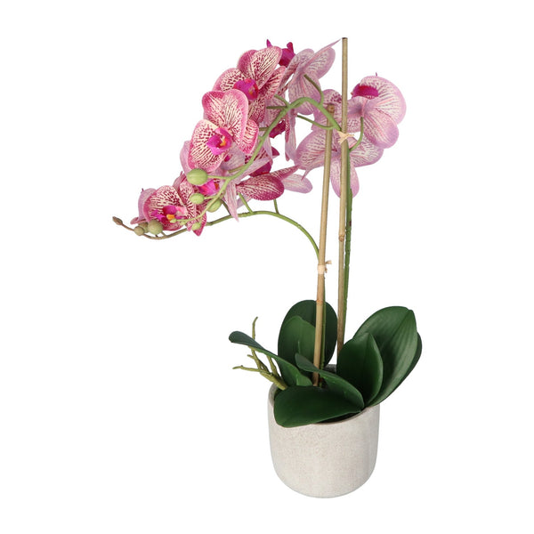 Kopu® Kunstbloem Orchidee 60 cm Roze -  cement Sierpot - Phalenopsis