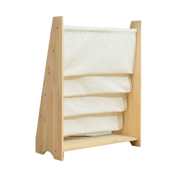 Kinderboekenkast - 76 x 62 x 28 cm - Bruin - Hout met Linnen - Kinderboekenrek - Boekenrek Kinderkamer
