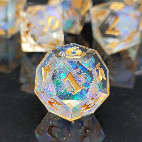 7 delige Resin Dice Set “Crystal Prism Glow”