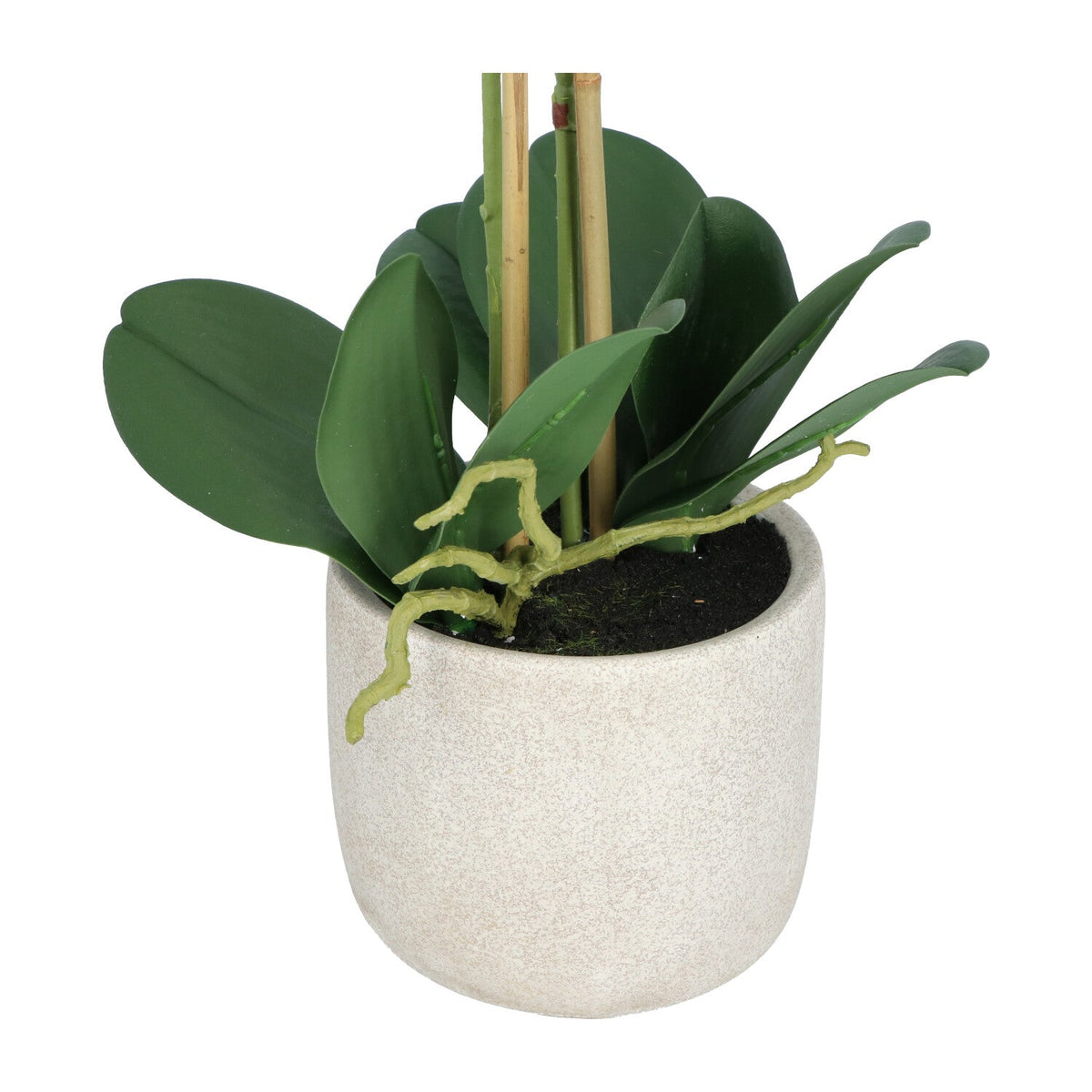 Kopu® Kunstbloem Orchidee 60 cm Wit met cement Sierpot - Phalenopsis