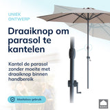 Kopu® Valencia Parasol Rond 300 cm met Beschermhoes en Voet - Taupe