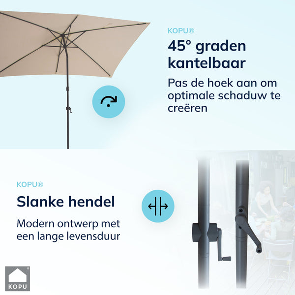 Kopu® Sevilla Parasol Rechthoek 200x300 cm met Hoes en voet - Creme