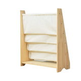 Kinderboekenkast - 76 x 62 x 28 cm - Bruin - Hout met Linnen - Kinderboekenrek - Boekenrek Kinderkamer