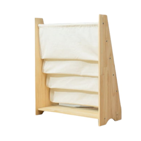 Kinderboekenkast - 76 x 62 x 28 cm - Bruin - Hout met Linnen - Kinderboekenrek - Boekenrek Kinderkamer