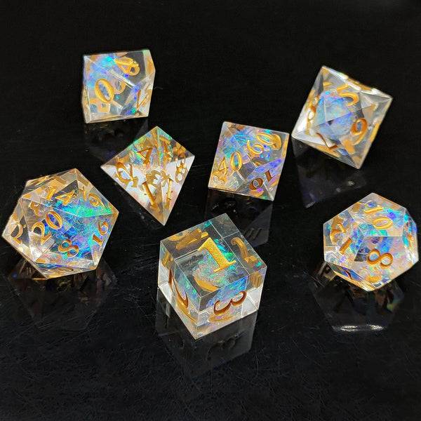 7 delige Resin Dice Set “Crystal Prism Glow”