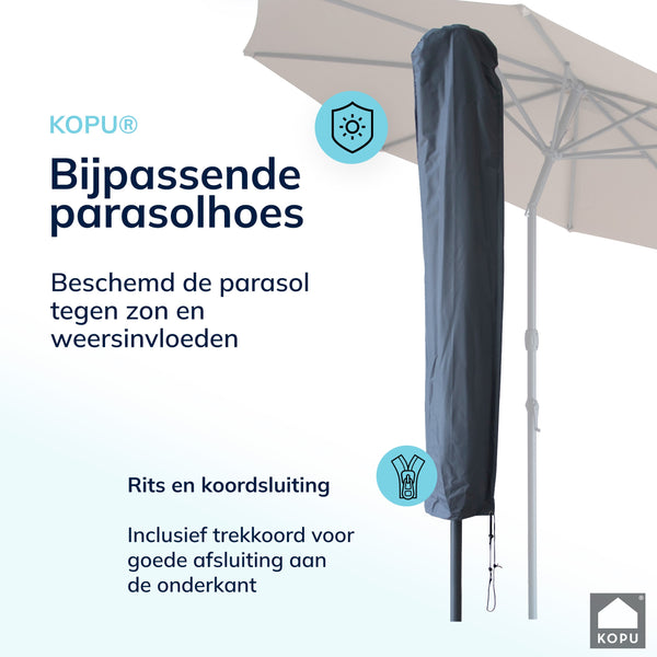 Kopu® Valencia Parasol Rond 300 cm met Beschermhoes en Voet - Taupe