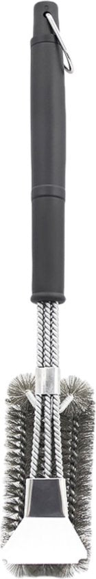 BBQ Borstel met Schraper - BBQ Accessoires - BBQ Schoonmaakborstel geschikt voor alle merken - 2 in 1 - Barbecue Staalborstel - RVS - Zilver