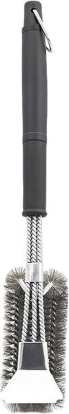 BBQ Borstel met Schraper - BBQ Accessoires - BBQ Schoonmaakborstel geschikt voor alle merken - 2 in 1 - Barbecue Staalborstel - RVS - Zilver
