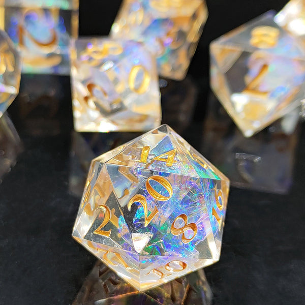 7 delige Resin Dice Set “Crystal Prism Glow”