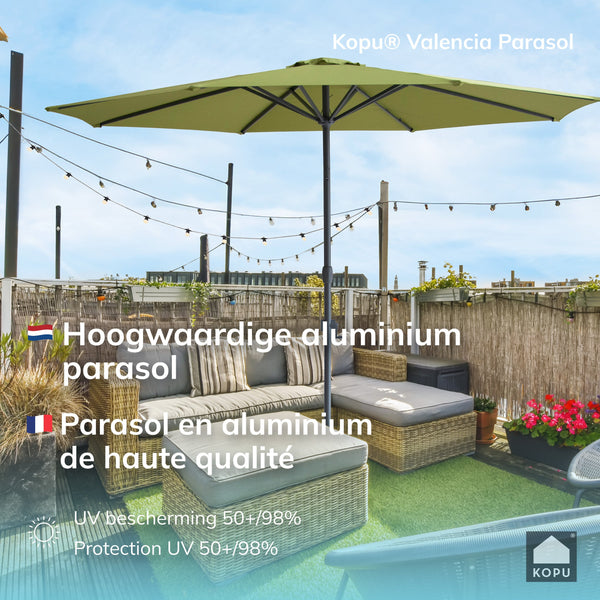 Kopu® Valencia Parasol Rond 300 cm met Beschermhoes - Olijfgroen