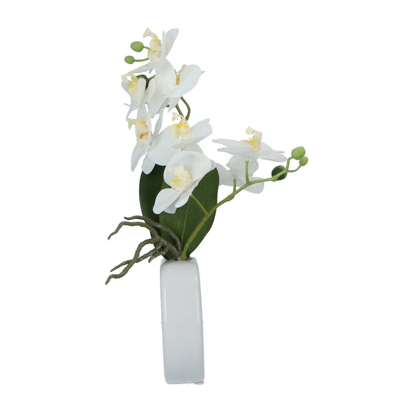 Kopu® Kunstbloem Witte Orchidee 35 cm in mooie witte Vaas - Phalenopsis