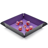 Opvouwbare Dice Tray – Zwart Kunstleer | Voor Dungeons & Dragons & TTRPG Dobbelstenen Paars