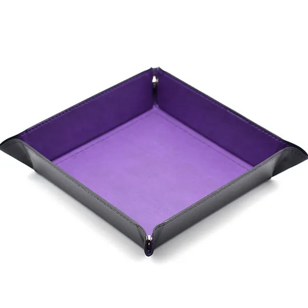 Opvouwbare Dice Tray – Zwart Kunstleer | Voor Dungeons & Dragons & TTRPG Dobbelstenen Paars