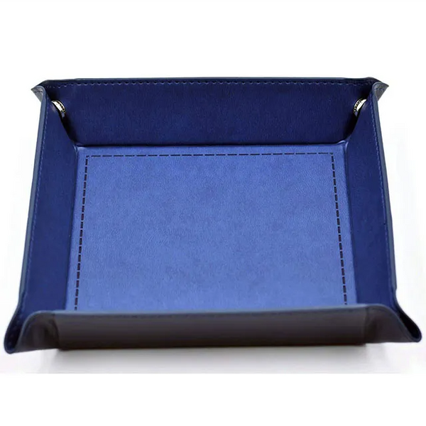 Opvouwbare Dice Tray – Zwart Kunstleer | Voor Dungeons & Dragons & TTRPG Dobbelstenen Blauw