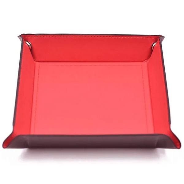 Opvouwbare Dice Tray – Zwart Kunstleer | Voor Dungeons & Dragons & TTRPG Dobbelstenen Rood