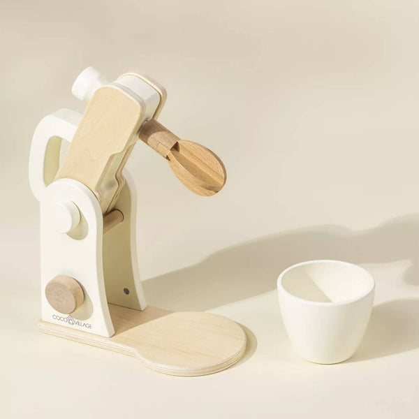 Houten Standmixer Speelset | Realistische mixer met melkpak, meel en ei