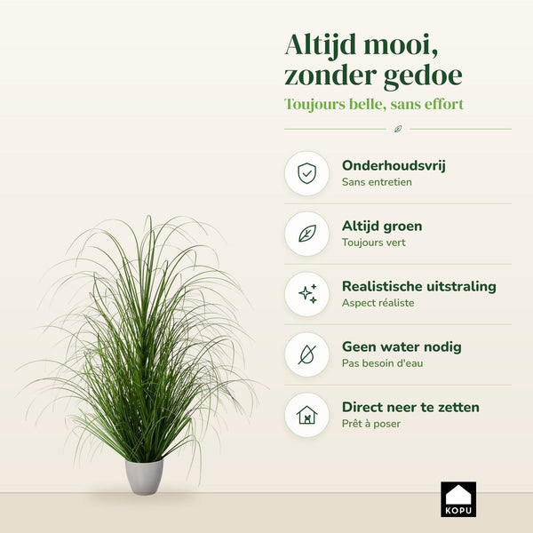 Kopu® Kunstplant Zegge Grasplant 90 cm - in Witte Sierpot - Nepplant
