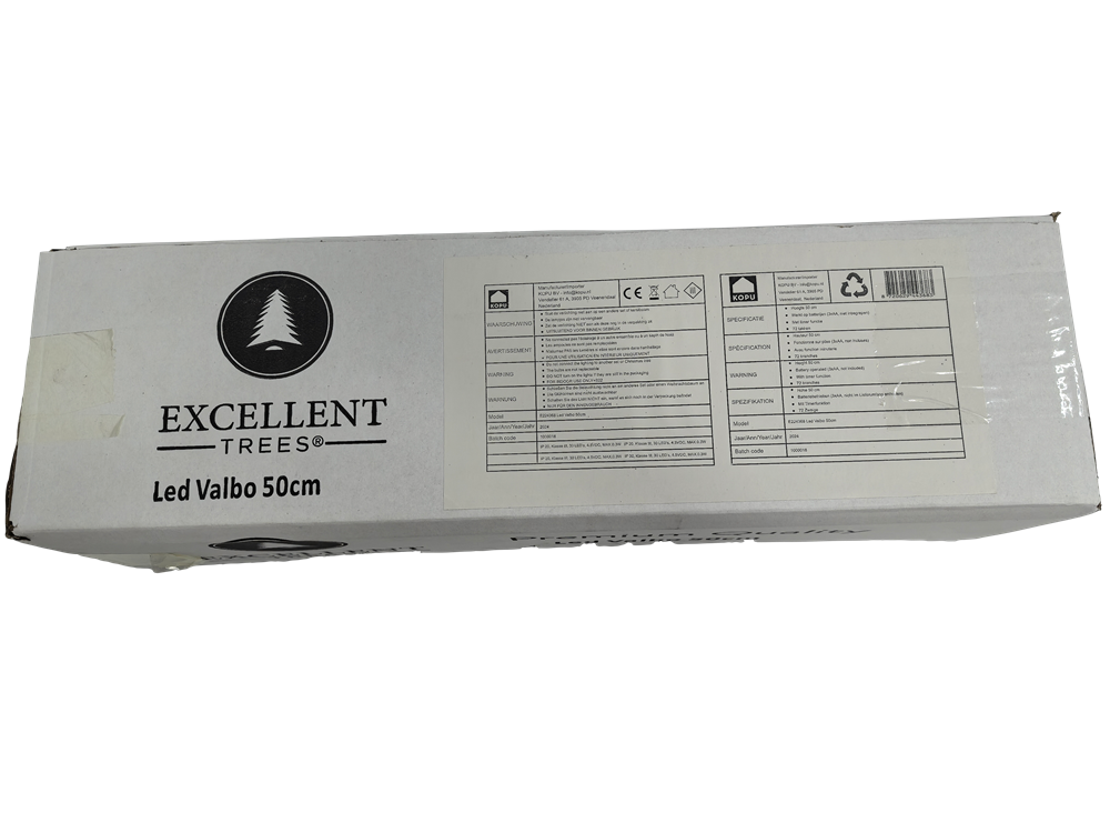 Excellent Trees® Valbo Mini Kerstboom 50 cm met batterij verlichting en Sneeuw - Kunstkerstboom met 72 Lampjes