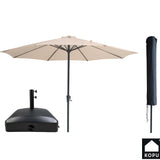 Kopu® Madrid grote Parasol Rond 350 cm met Beschermhoes en Parasolvoet - Creme